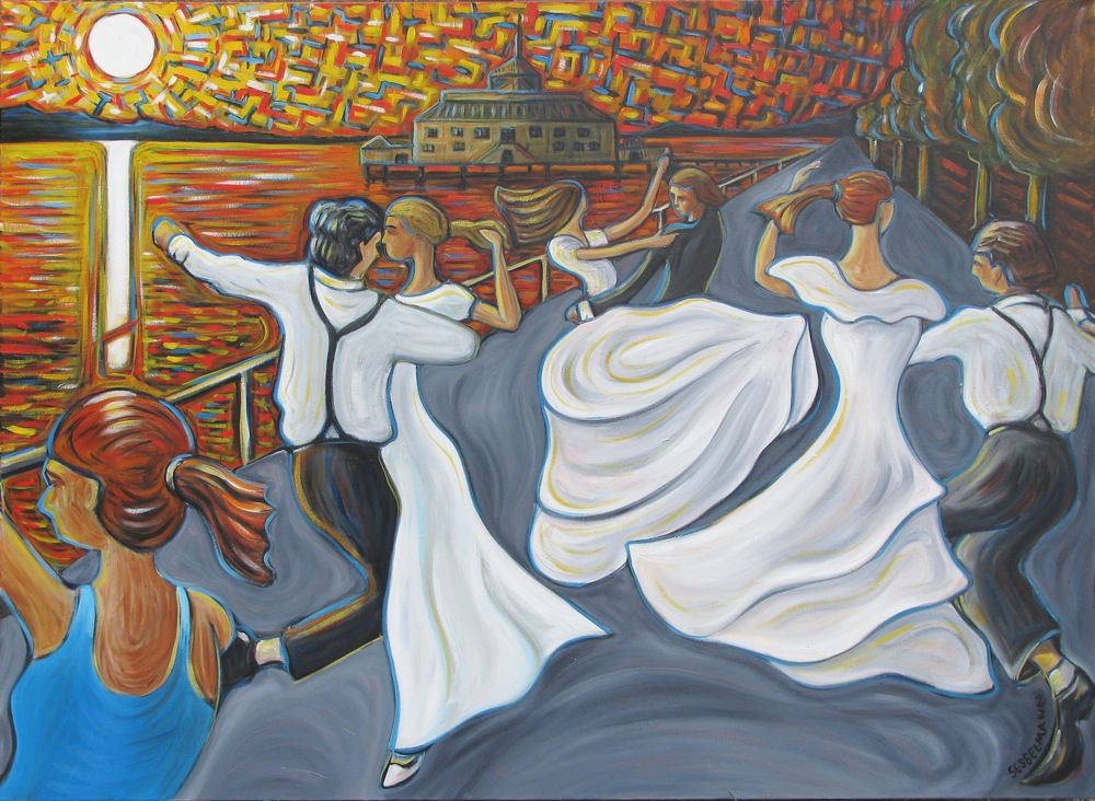 Wedding dance on the pier  3 brides