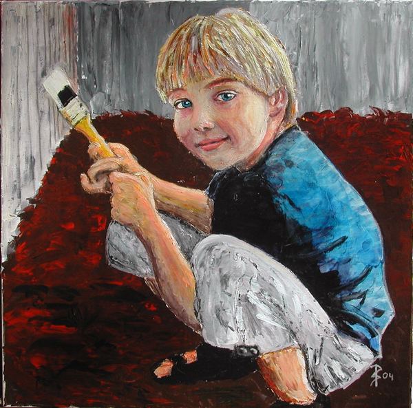 Miles painting the Fence